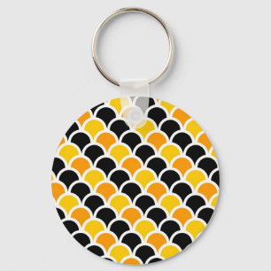 Chaveiro Lindo desenho de padrão marroquino laranja preto f
