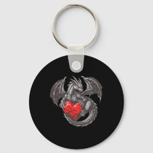 Chaveiro Lindo Dragão com Roupa de Coração Vermelho Grande
