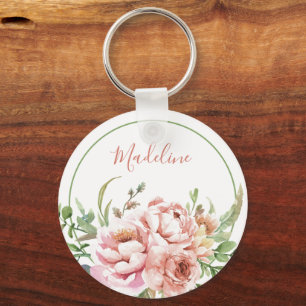 Chaveiro Lindo Nome Personalizado Floral em Aquarela
