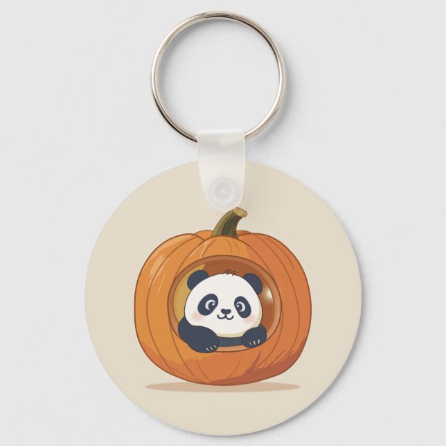 Chaveiro Lindo Panda de Abóbora de Halloween (Frente)