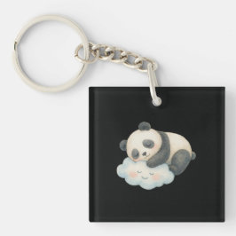 Chaveiro Lindo Panda Sonolento na Nuvem Aquarela