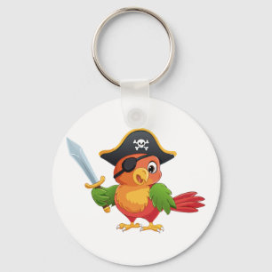 Chaveiro Lindo papagaio pirata de desenho animado