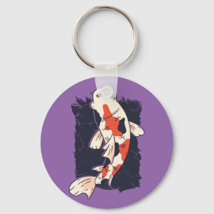 Chaveiro Lindo Peixe Koi com Cores Vermelho Branco Preto