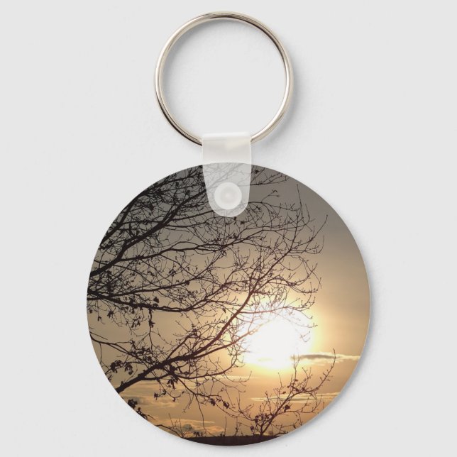 Chaveiro Lindo pôr do sol com galhos (Frente)