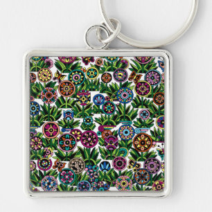 Chaveiro Lindo Primavera Denim Flor Personalize-o