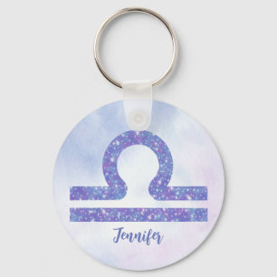 Chaveiro Lindo Símbolo de Astrologia Libra Roxo Personaliza