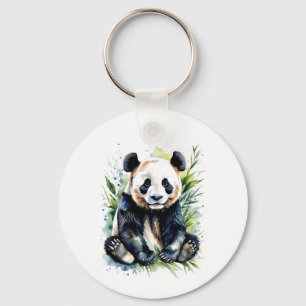 Chaveiro Lindo Urso Panda em Aquarela 