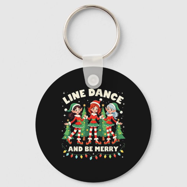 Chaveiro Line Dance And Be Merry Xmas Cute Elf Dancers Cost (Frente)
