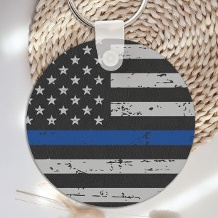 Chaveiro Linha Azul Thin - Policial - Bandeira Americana