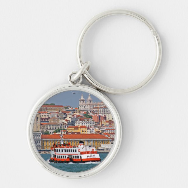 Chaveiro Linha do horizonte de Lisboa com o velho ferry no  (Frente)