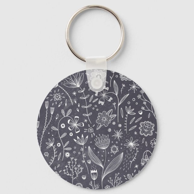 Chaveiro Linha Floral Arte Monocromática (Frente)