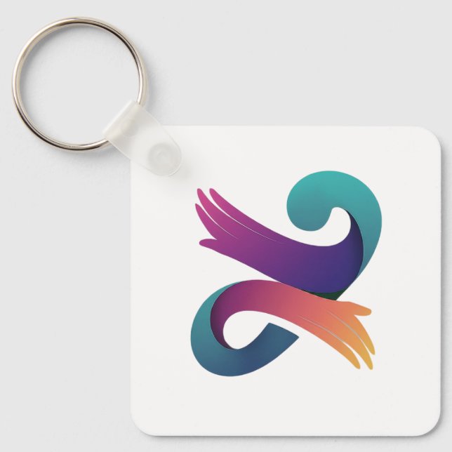 Chaveiro Linhas brancas folha verde e Design gráfico (Frente)