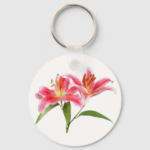 Chaveiro lírio de tigre cor-de-rosa - customizável