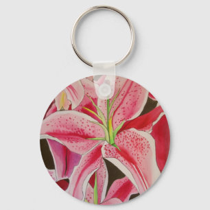 Chaveiro Lírio rosa Stargazer arte aquarela flor