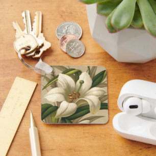 Chaveiro Lírios de Páscoa Vintage, Flores Vitorianas em San