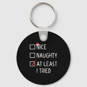 Chaveiro Lista de Natal Bonito Travesso Pelo Menos Eu Tente