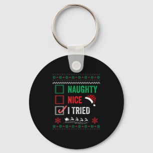 Chaveiro Lista de Natal de Suéter Feio que Eu Tentei Bonito