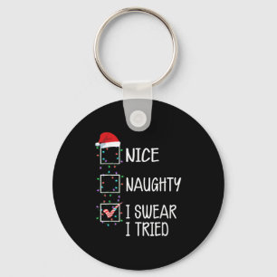 Chaveiro Lista de Natal Engraçada Nice Naughty Eu Juro Que