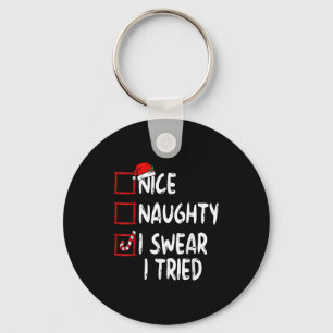 Chaveiro Lista de Natal Nice Naughty Eu Juro Que Tentei Xma
