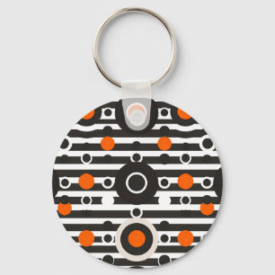 Chaveiro Listra de Círculo Retro Laranja Preto