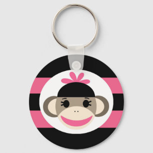 Chaveiro Listras bonitos do rosa do preto do macaco da