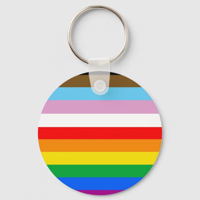 Chaveiro Listras da Bandeira de Progresso LGBTQ+ (Frente)