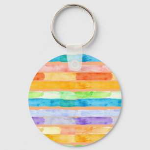 Chaveiro Listras de Arco-Íris em Aquarela Abstrata