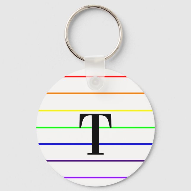 Chaveiro Listras de Cores Arco-íris Monograma (Frente)