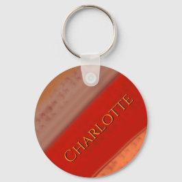 Chaveiro Listras de Pêssego Terracota Nome Personalizado