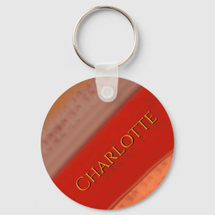 Chaveiro Listras de Pêssego Terracota Nome Personalizado
