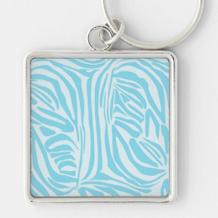 Chaveiro Listras Ousadas de Zebra Azul e Branco