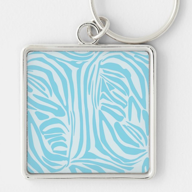 Chaveiro Listras Ousadas de Zebra Azul e Branco (Frente)