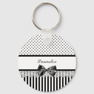 Chaveiro Listras preto e branco femininos do Victorian com