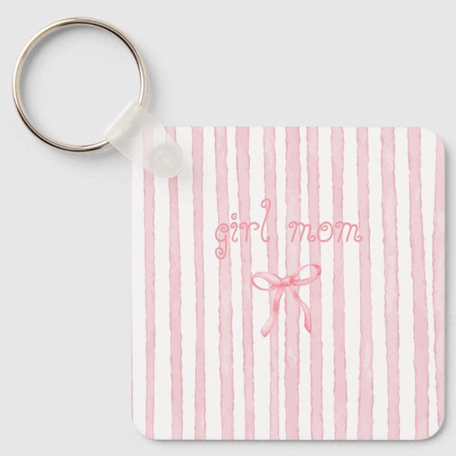 Chaveiro Listras Rosa Personalizadas Coquette Texto Persona (Frente)