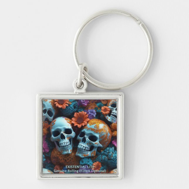 Chaveiro LITE EXISTENCIAL Memento Mori Lovers Skulls (Frente)