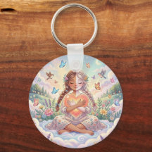 Little Girl Hugging Peaceful Heart