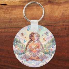 Chaveiro Little Girl Hugging Peaceful Heart