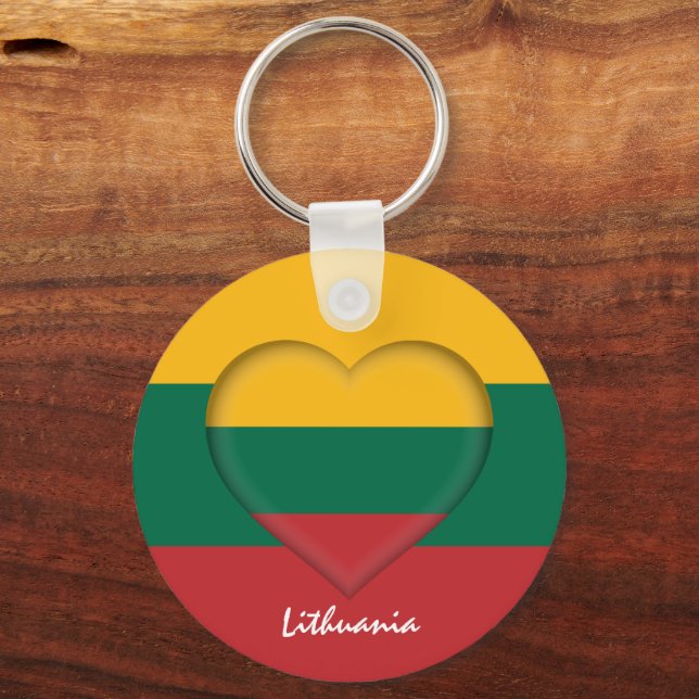 Chaveiro Lituânia e Coração, Moda da bandeira lituana/espor (Frente)