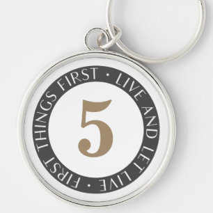 Chaveiro Live and Let Live Sobriety Birthday Black Dourado