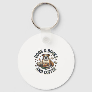 Chaveiro Livros de Cachorros Café Bulldog Pilha Xícara_1
