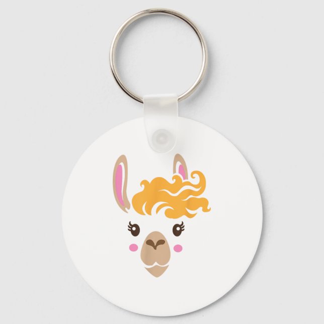 Chaveiro Llama Face Eyelashes Halloween Costume Hairstyle (Frente)