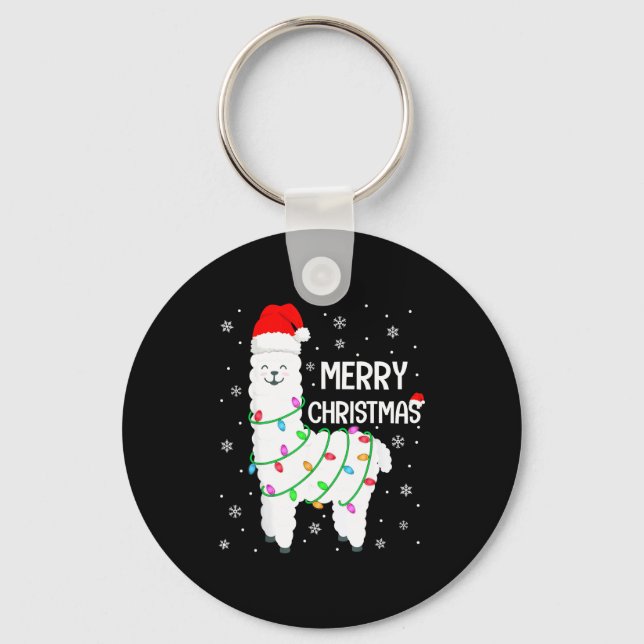 Chaveiro Llama Merry Christmas Kids Funny Llama Christmas L (Frente)
