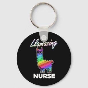 Chaveiro Llama T Shirt Llamazing Nurse Medical Rainbow Cool