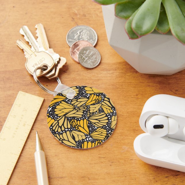 Chaveiro Llavero circular estampado mariposa monarca (Mesa)