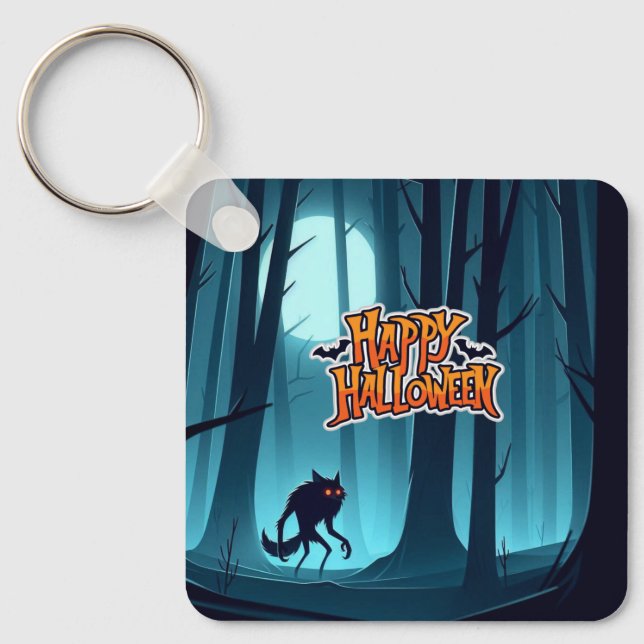 Chaveiro Lobisomem e abóboras do Halloween (Frente)