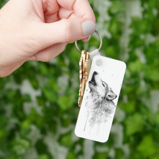 Chaveiro Lobo das Cinzas em Estilo de Pintura em Aquarela (Mão)