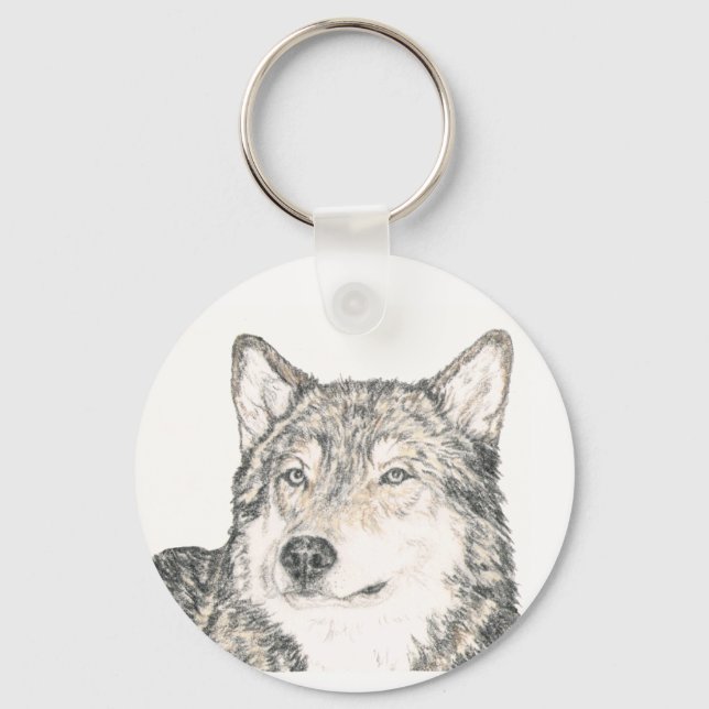 Chaveiro Lobo Masculino Alfa da Cadeia-Chave (Frente)