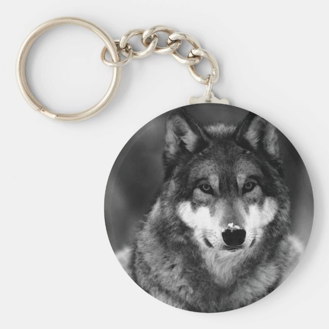 Chaveiro Lobo Negro e Branco (Frente)