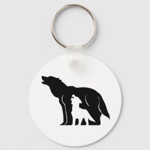 Chaveiro Lobos preto e branco