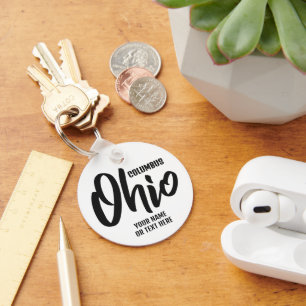 Chaveiro Localização Personalizada & Texto Ohio